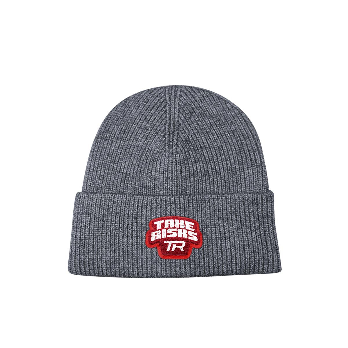 Take Risks Grey 'TR Patch' Beanie - Red
