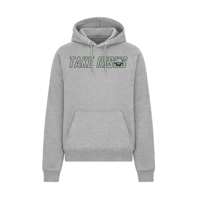Take Risks 'Statement Patch' Grey Hoodie - Khaki