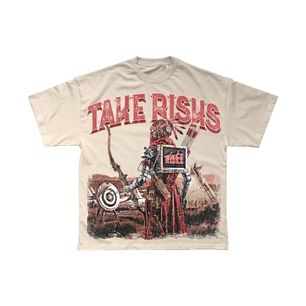 Take Risks Cream/Burgundy 'Target Practice' T-Shirt