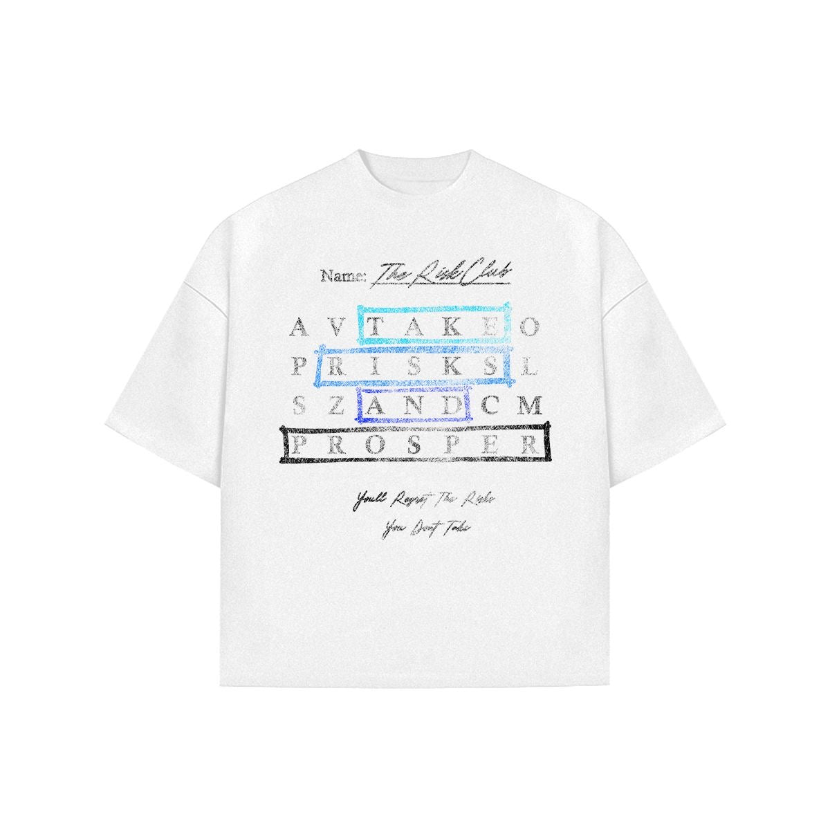 Take Risks 'WordSearch' T-Shirt (White/Blue)