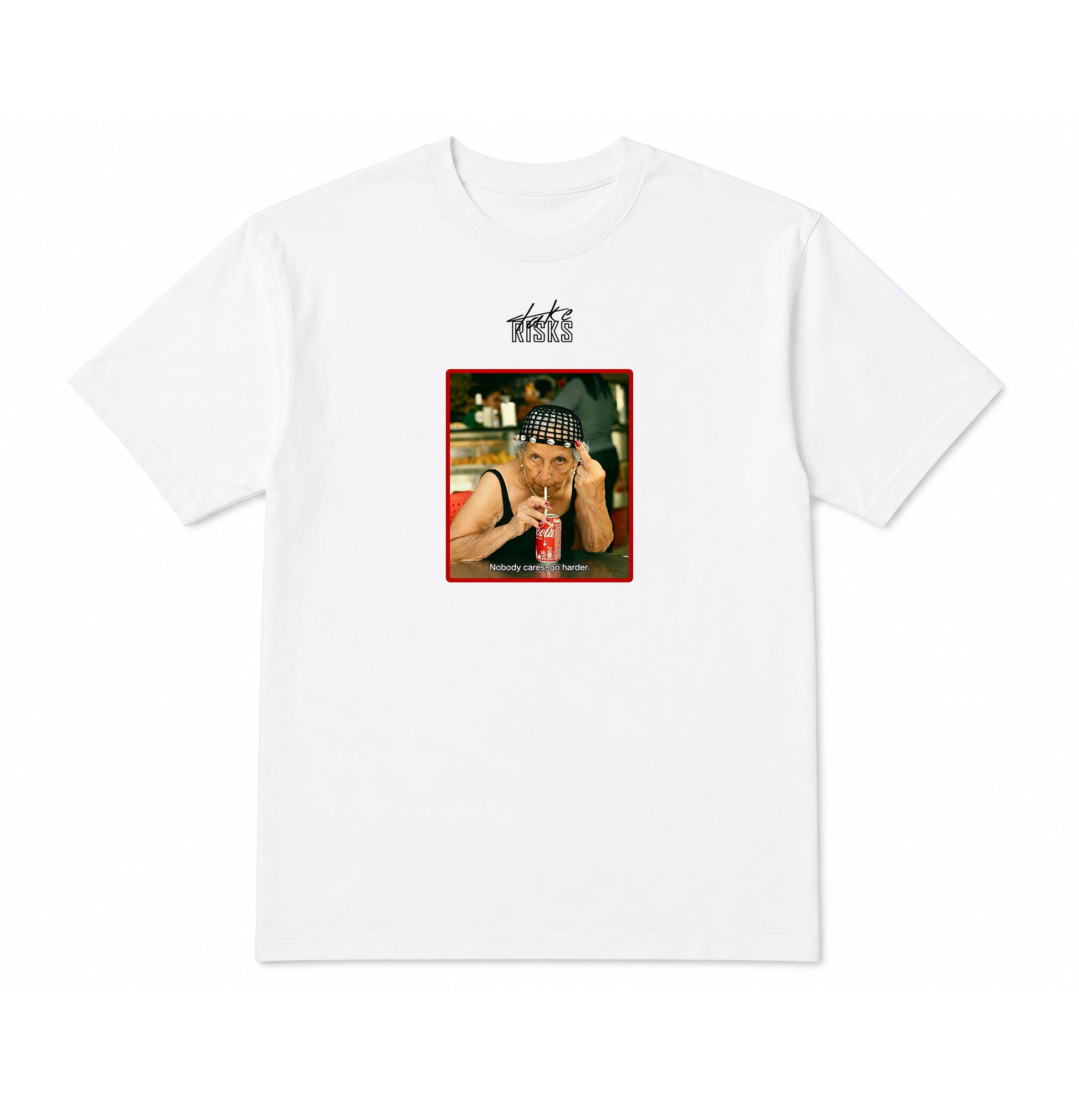 Take Risks 'GRANNY CARES' Statement T-Shirt