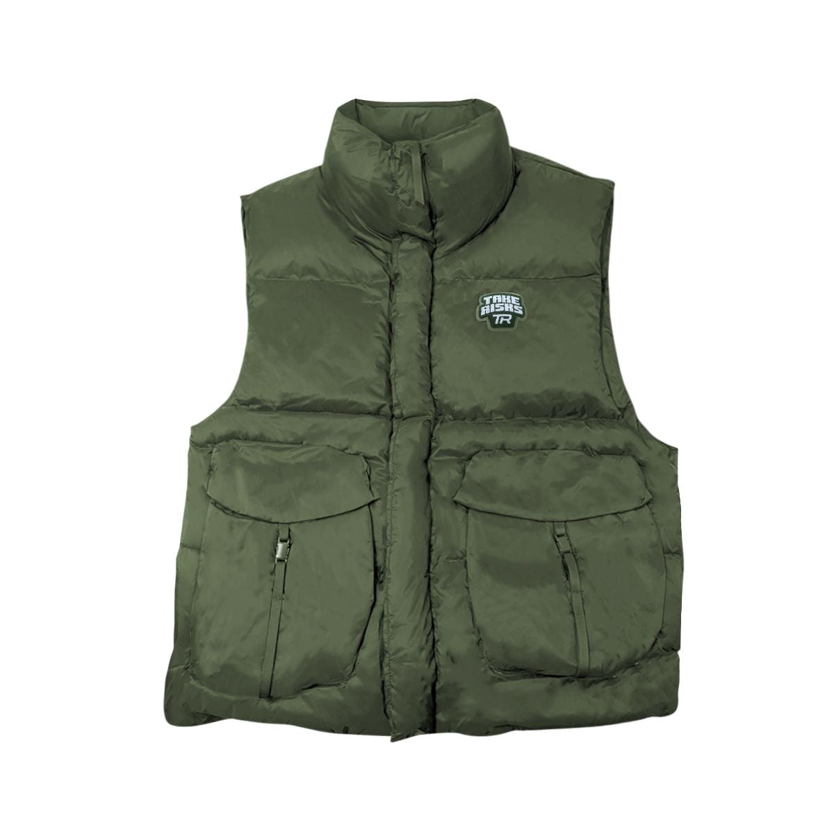 Take Risks Khaki 'TR Patch' Body Warmer