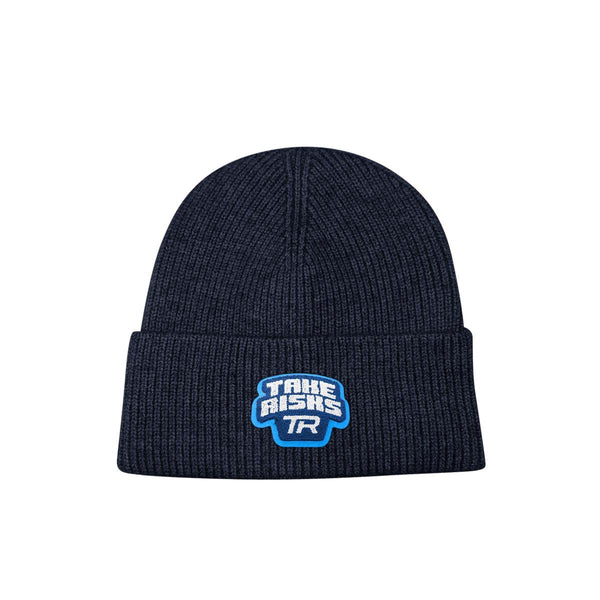 Take Risks Black 'TR Patch' Beanie - Blue