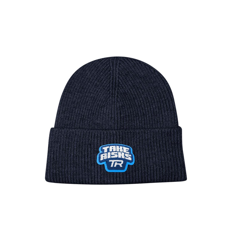 Take Risks Black 'TR Patch' Beanie - Blue