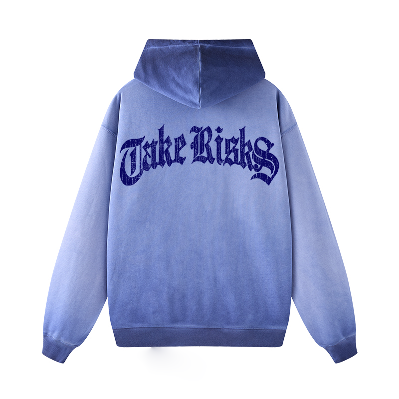 Take Risks Blue Stonewash Hoodie