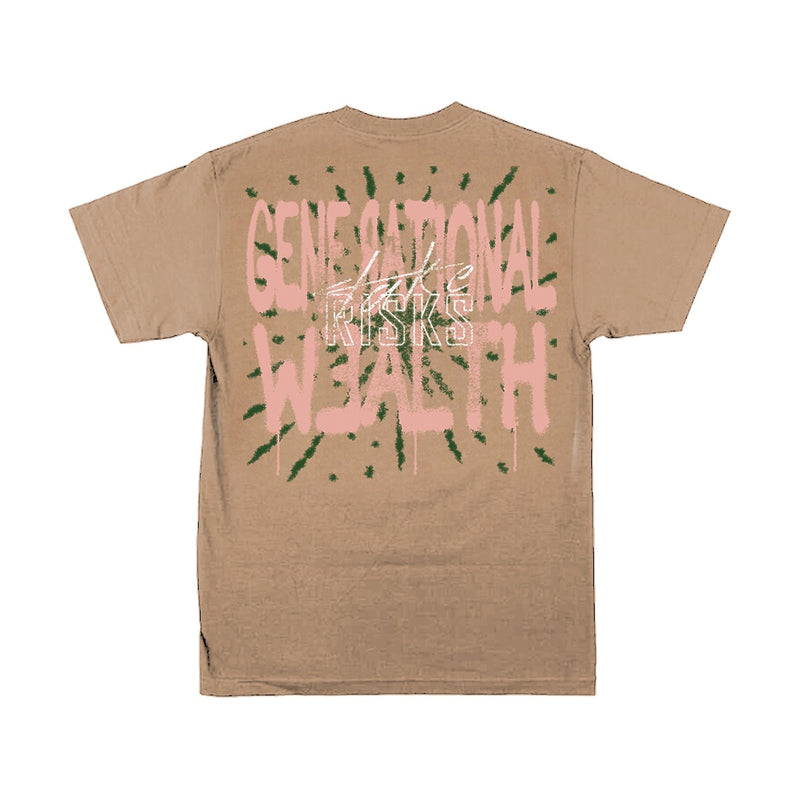 Take Risks Generational Wealth Dark Beige Oversized T-Shirt