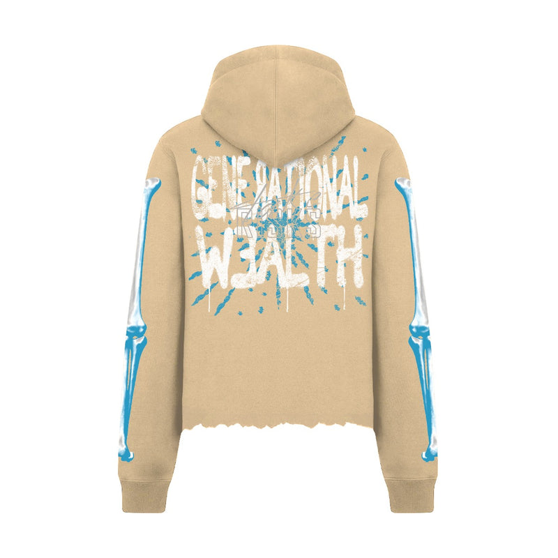 Take Risks Beige Generational Wealth Oversized Crop Hoodie