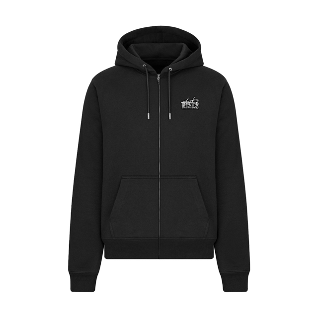 Take Risks black Monochrome zipped hoodie