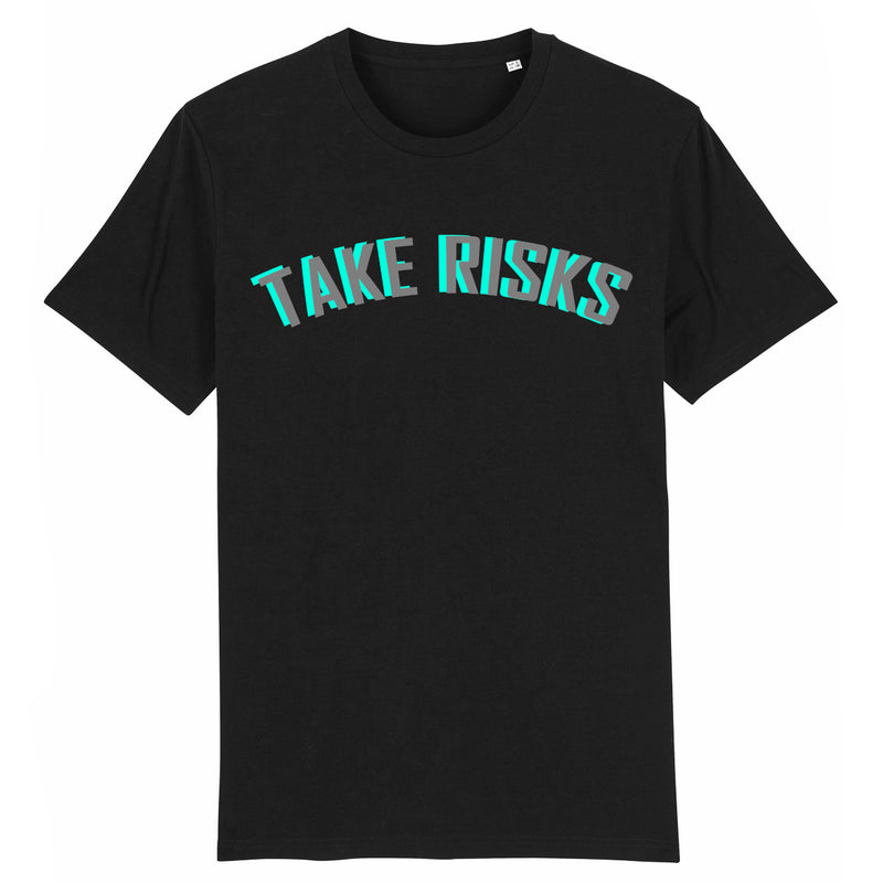Take Risks Black Aqua/Grey Statement T-shirt