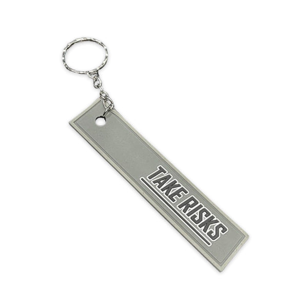 Take Risks Rubber Keyring (Grey)