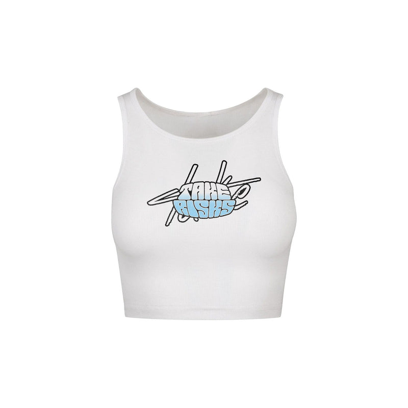 Take Risks Female Blue Bubble Tank Top