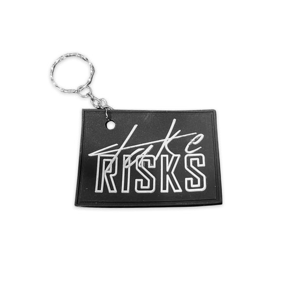 Take Risks Rubber Keyring (Black)