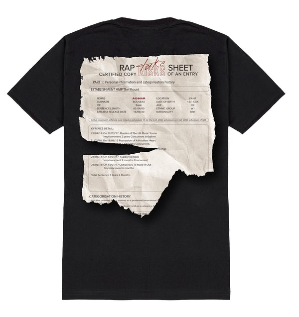 Take Risks x TD3 "Rap Sheet" T-shirt