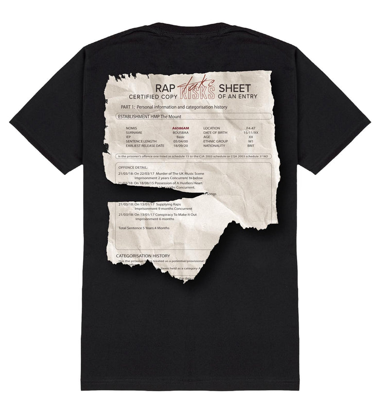Take Risks x TD3 "Rap Sheet" T-shirt