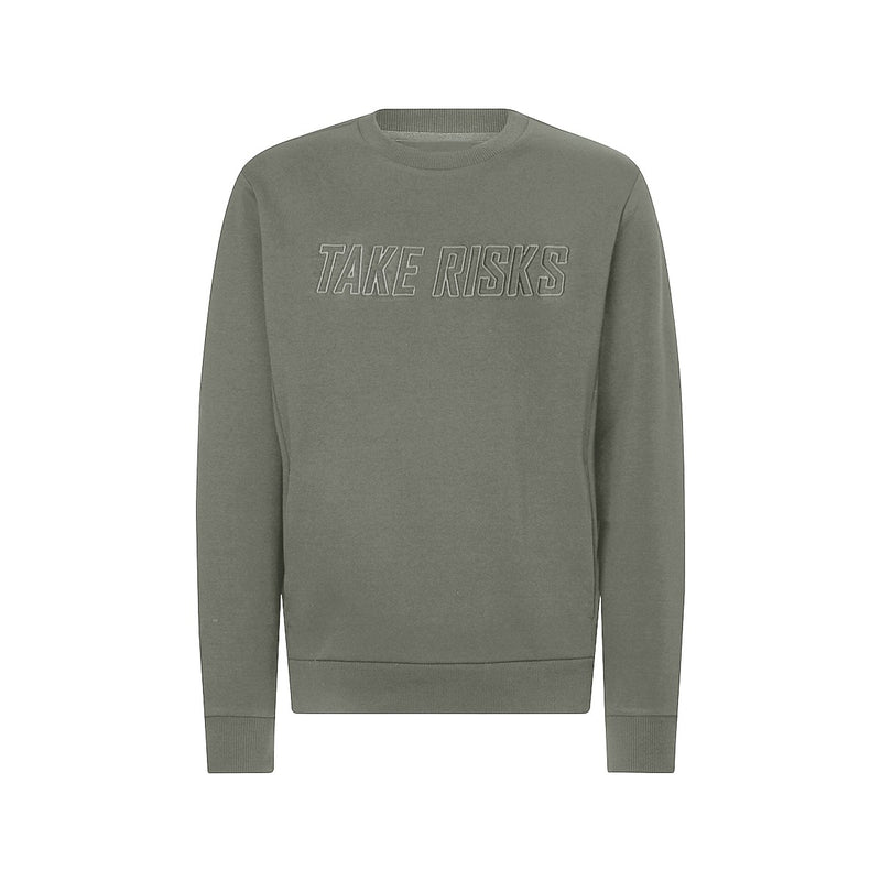 Take Risks Embroidered Sweatshirt (Khaki Green)